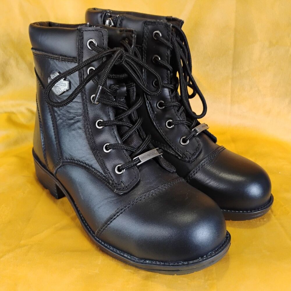 Harley Davidson Womens Size 9 M Black Leather Steel Toe Motorcycle Boots D83883